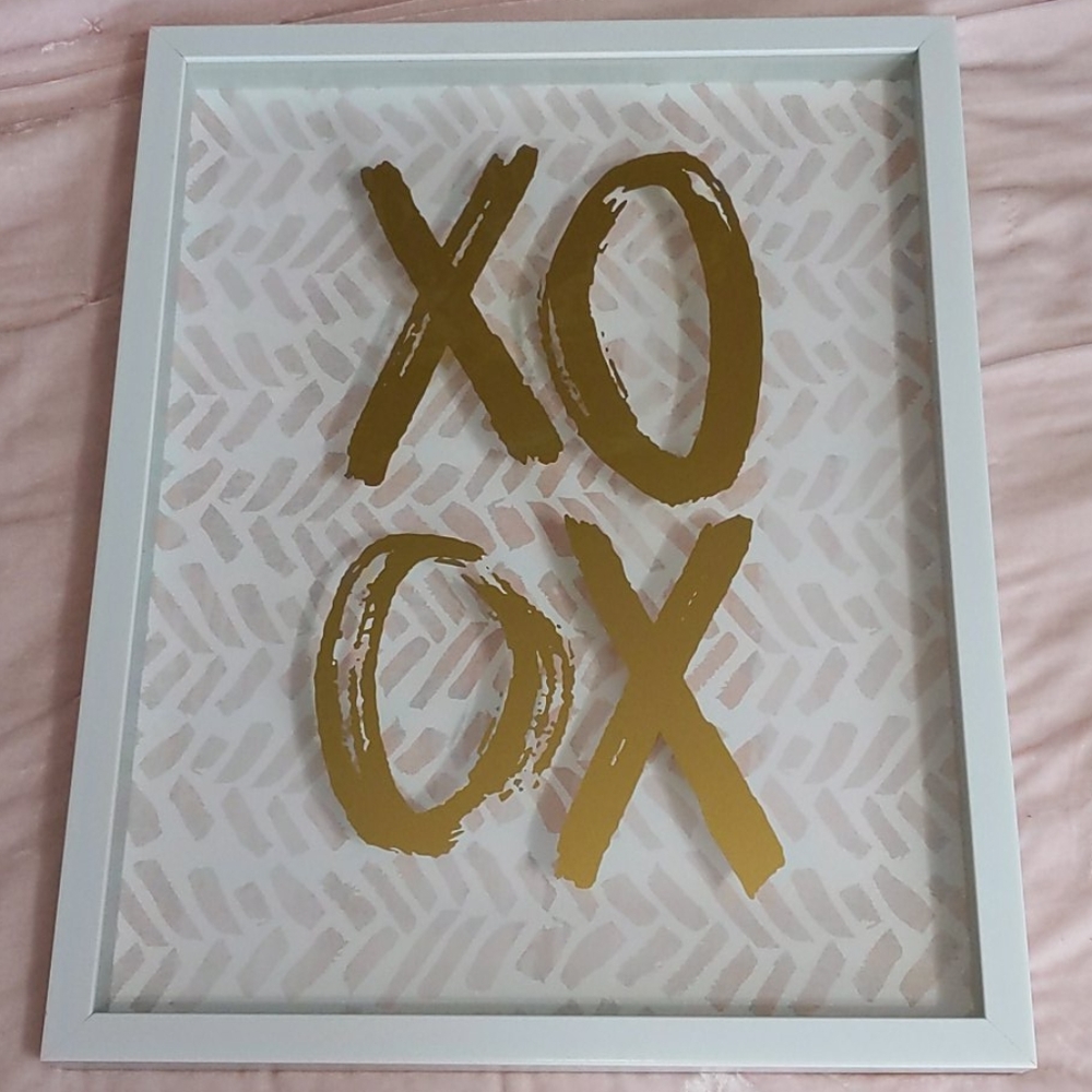 'XOXO' White Framed Wall Art